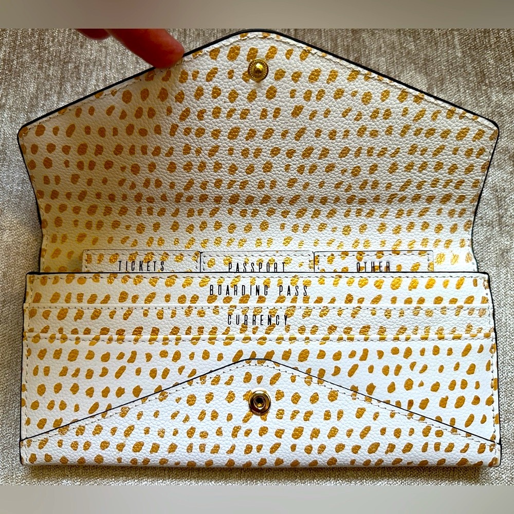 Anthropologie leather wallet, passport, travel document storage clutch